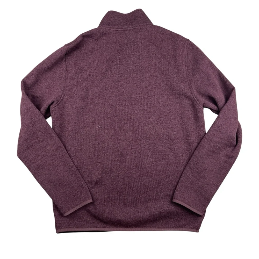 J Crew Authentic Fleece Sweater‎ Mens Large Eggplant Purple Quarter Zip Pullover